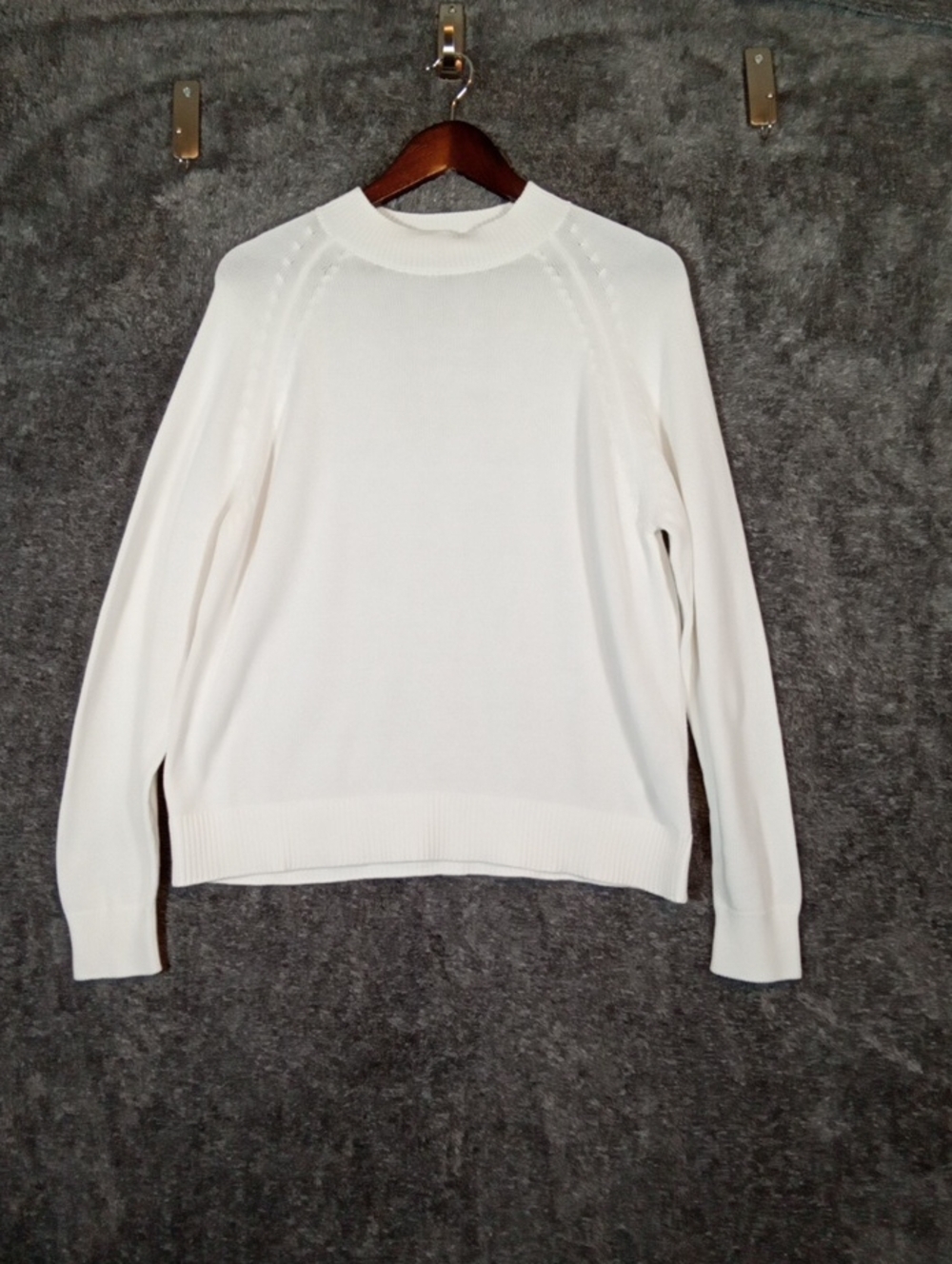 Quince Organic Cotton Mock Neck Sweater Ivory Long Sleeve Womens Small